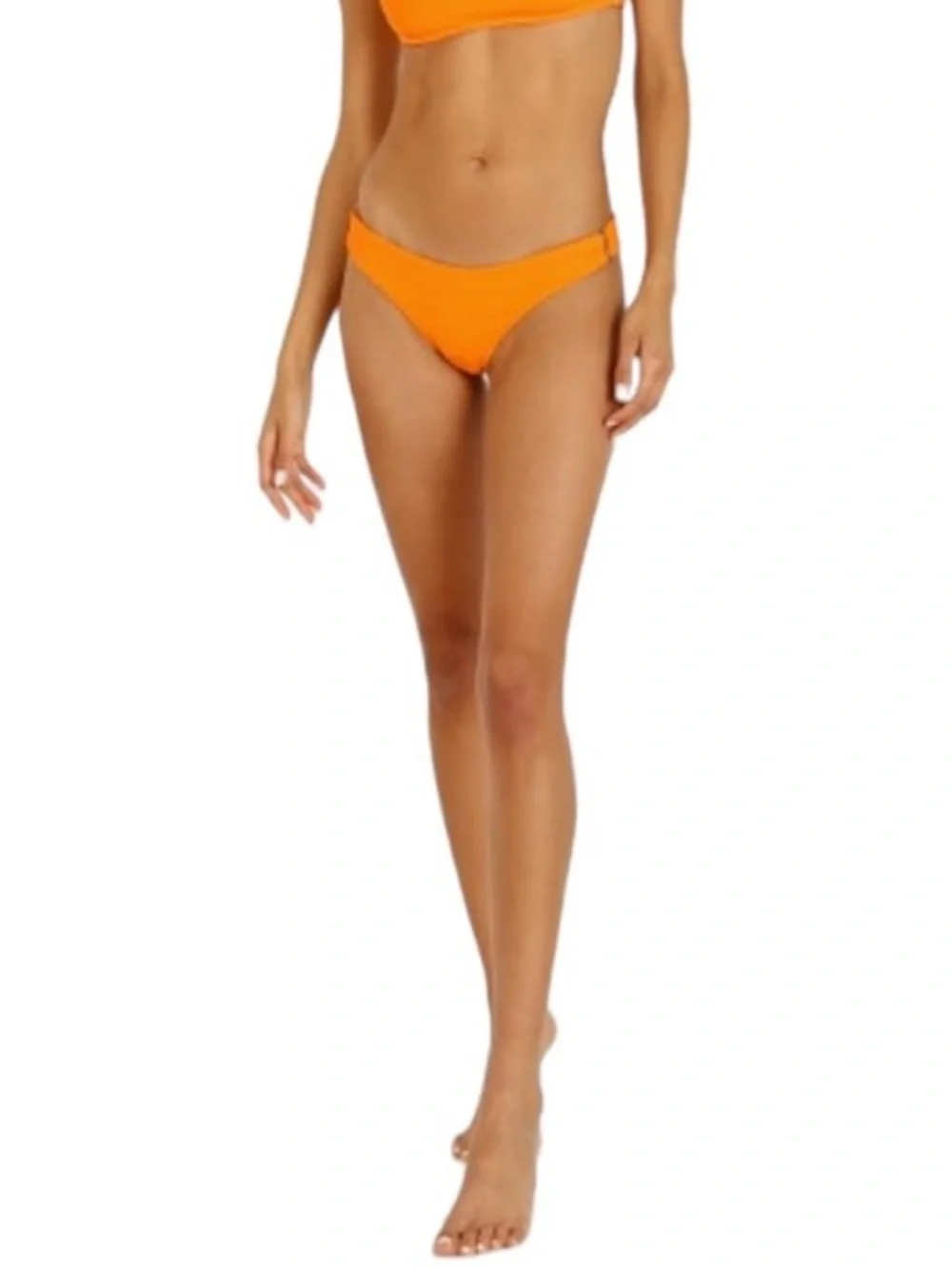 L*Space Rosemary Style Ribbed Orange Tangerine Full Cut Bikini Bottoms Sz Small